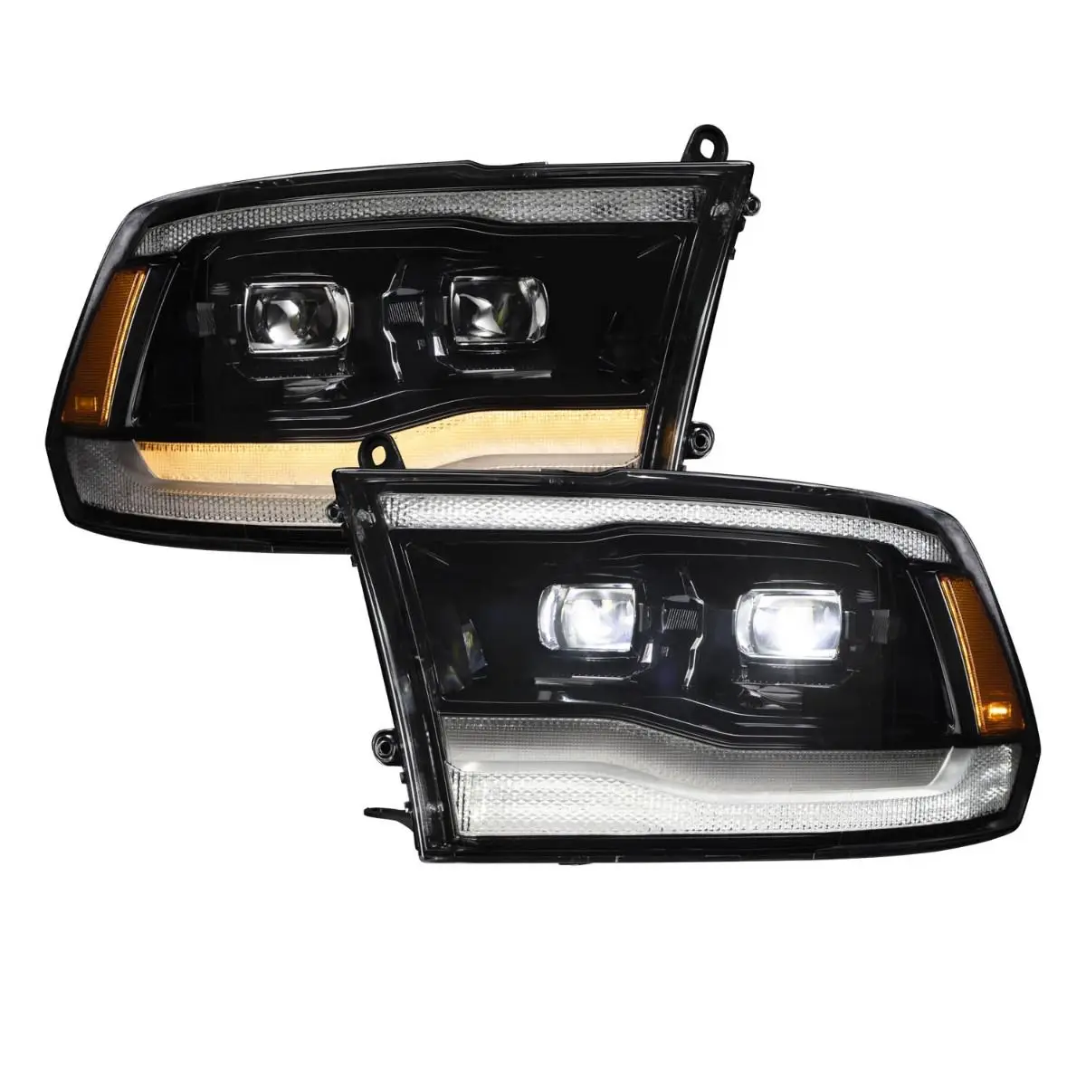 thumbnail image 2 of Black Projector Headlights Pair For 2013-2018 Dodge Ram 1500 2500 3500 – DOT/SAE, Halogen 2 of 6